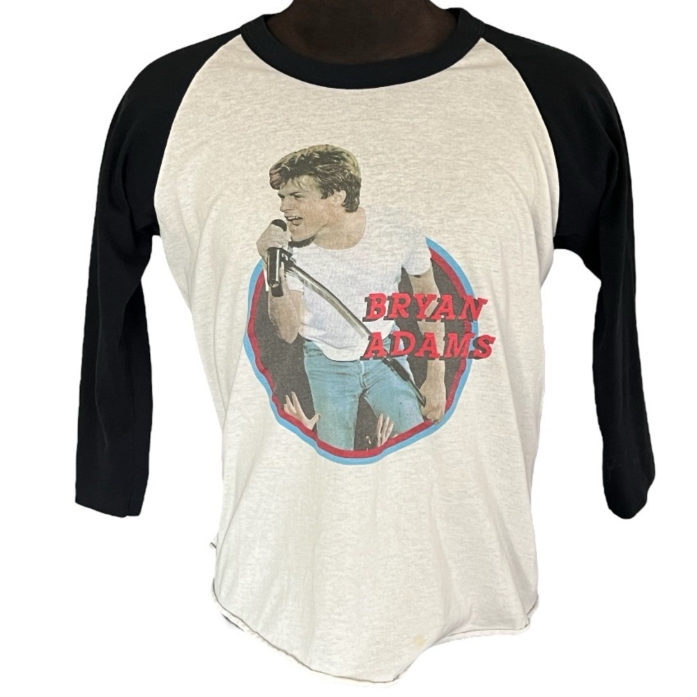 Vtg 80’s Bryan Adams World Wide In 85 Concert Tour T shirt Sz XL Baseball Style - Picture 1 of 11